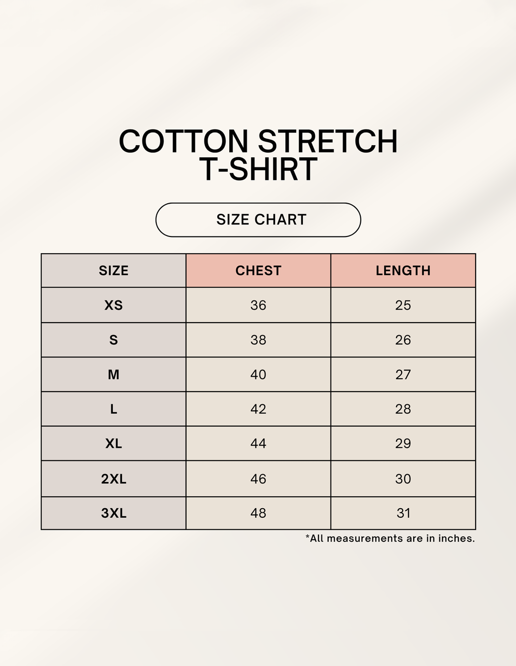 all - Detailed size guide and measurement chart for this collection