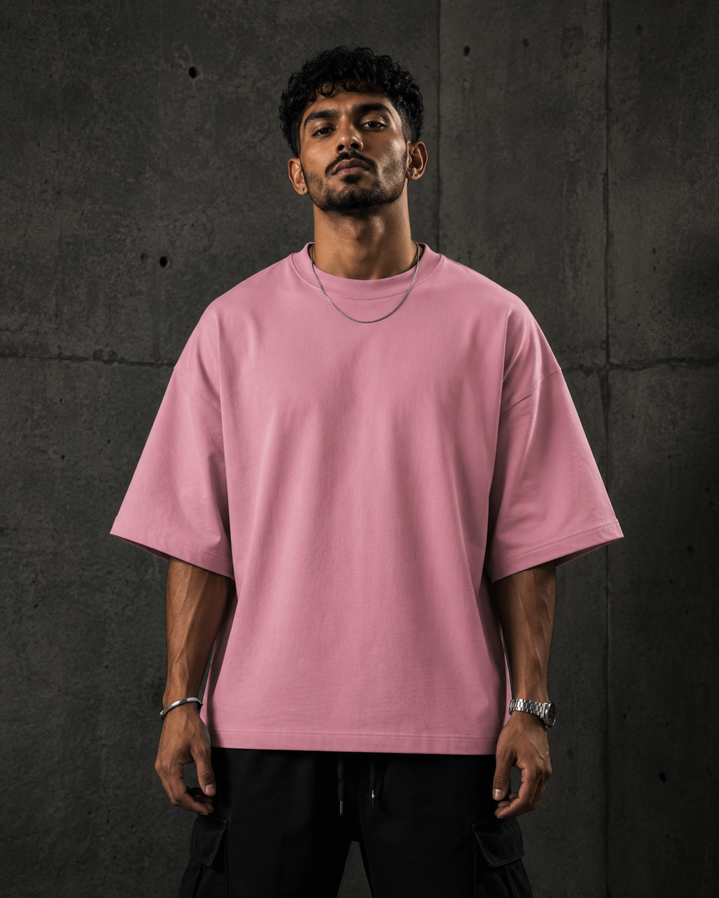 Flamingo Drip Earth oversized heavyweight t-shirt - front model view