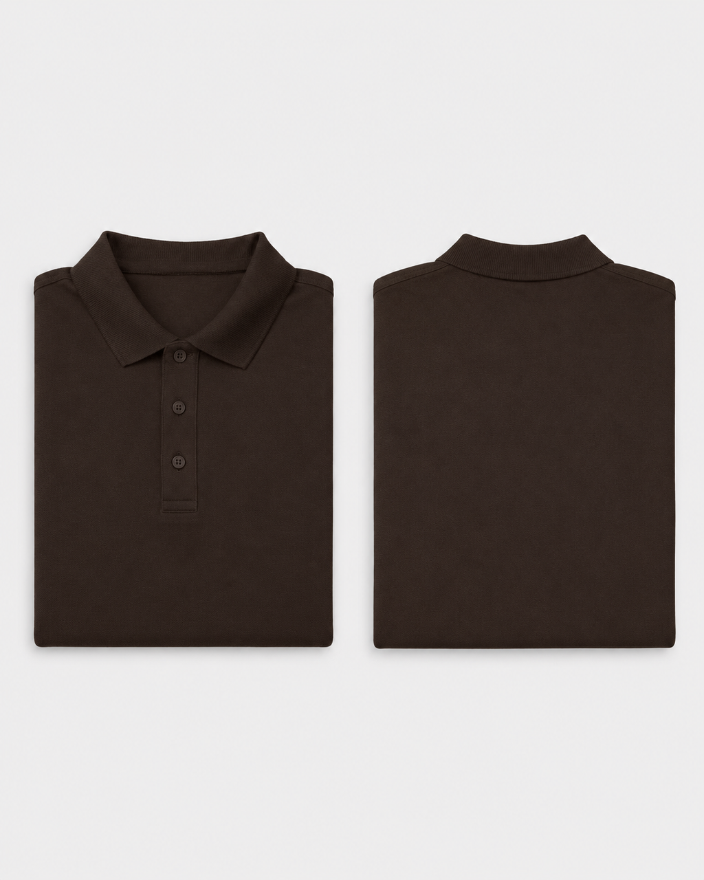 Coffee-Brown Drip Earth premium cotton polo with BARE silhouette - folded front and back view
