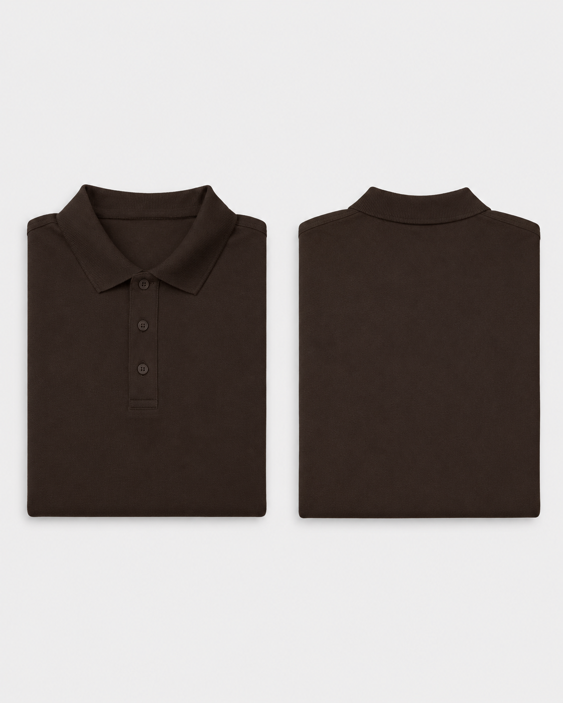 Coffee-Brown Drip Earth premium cotton polo with BARE silhouette - folded front and back view