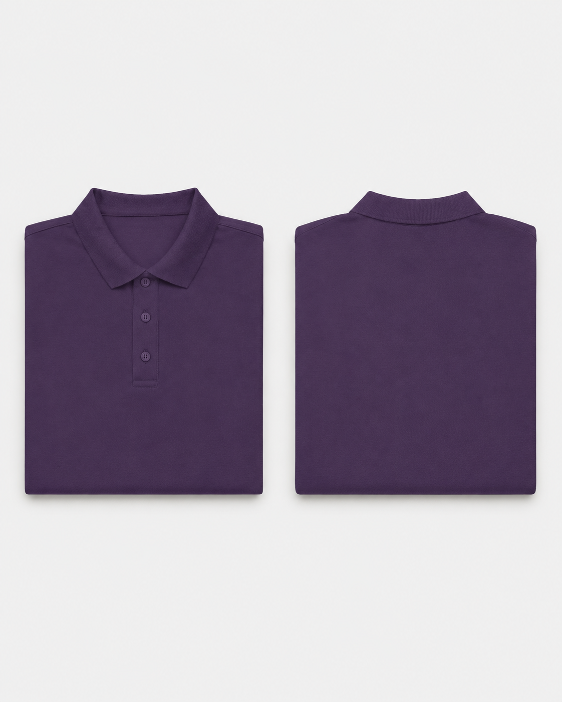 Purple Drip Earth premium cotton polo with BARE silhouette - folded front and back view