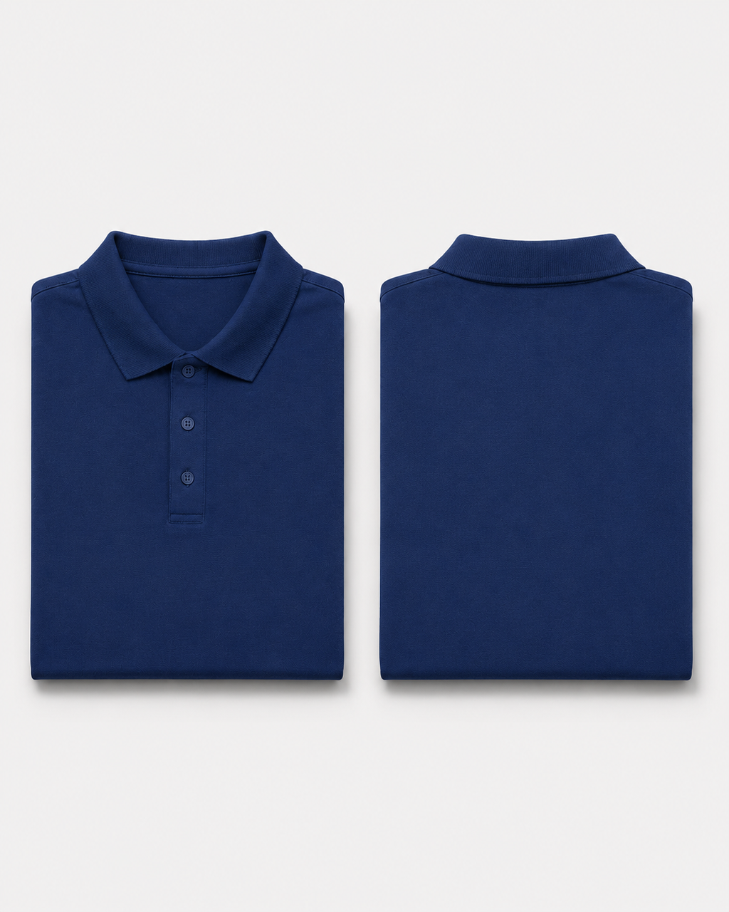 Royal-Blue Drip Earth premium cotton polo with BARE silhouette - folded front and back view