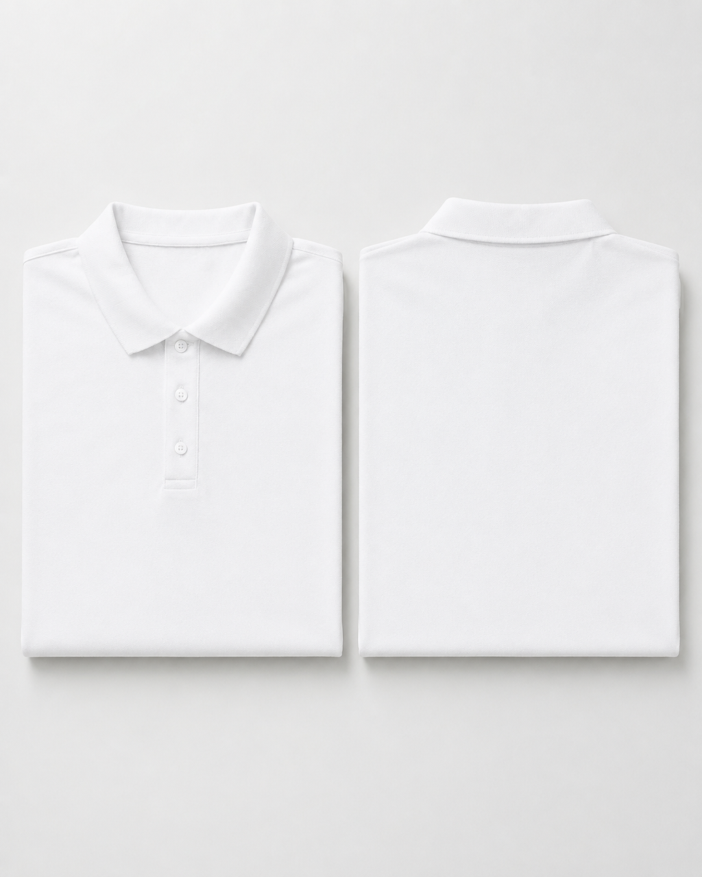 White Drip Earth premium cotton polo with BARE silhouette - folded front and back view