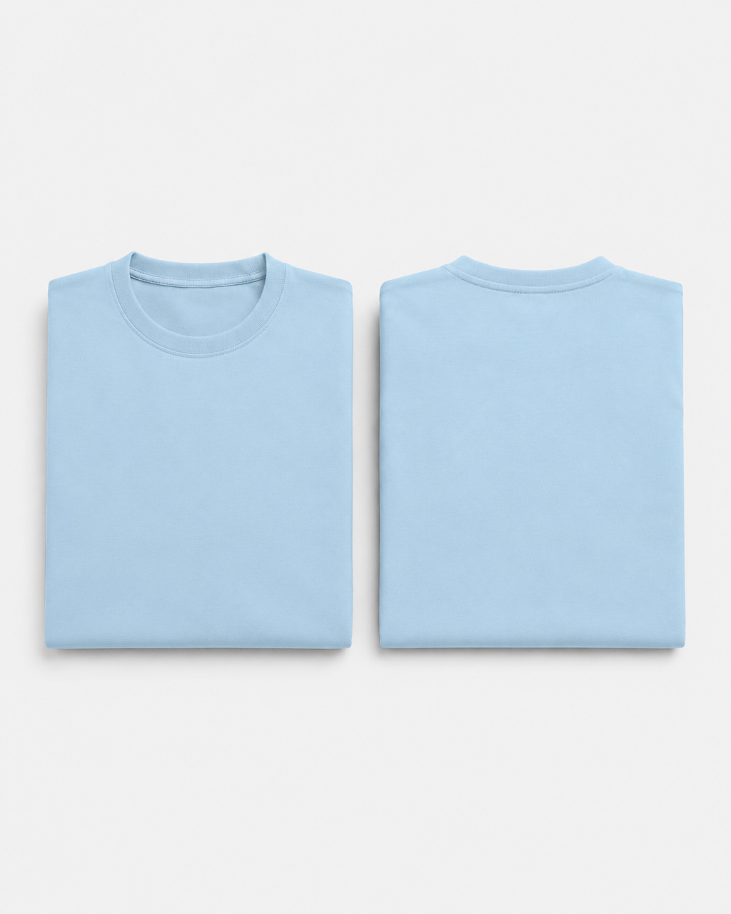 Baby-Blue Drip Earth oversized terry t-shirt with EARTH silhouette - folded front and back view
