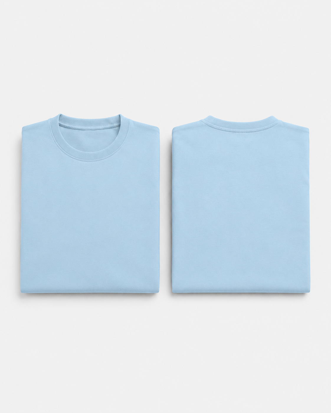 Baby-Blue Drip Earth oversized terry t-shirt with EARTH silhouette - folded front and back view
