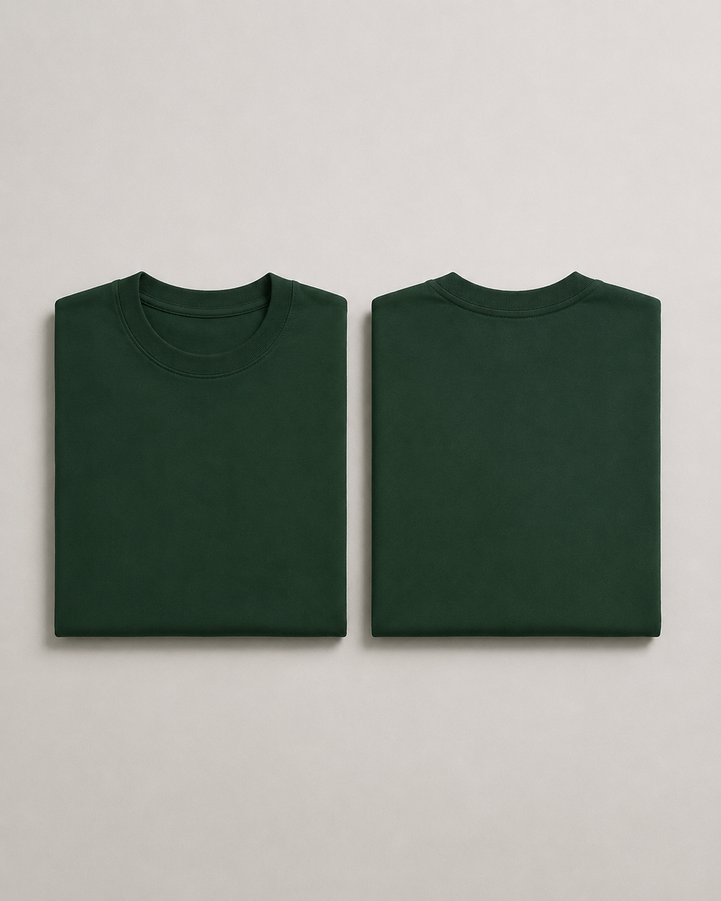 Bottle-Green Drip Earth oversized terry t-shirt with EARTH silhouette - folded front and back view