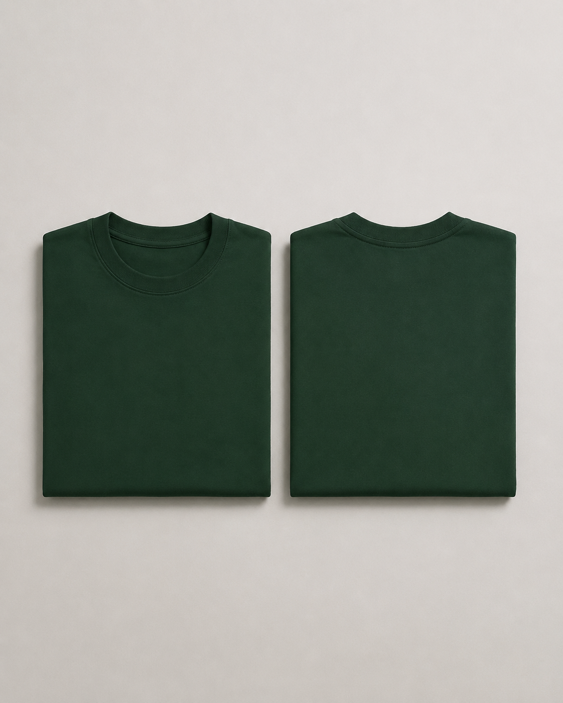 Bottle-Green Drip Earth oversized terry t-shirt with EARTH silhouette - folded front and back view