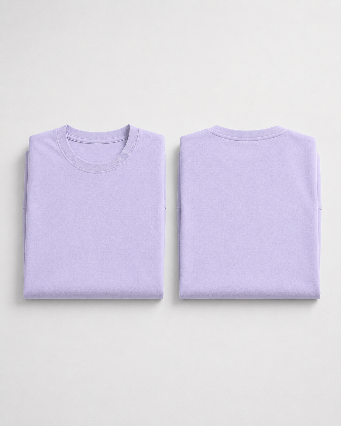 Lavender Drip Earth oversized terry t-shirt with EARTH silhouette - folded front and back view