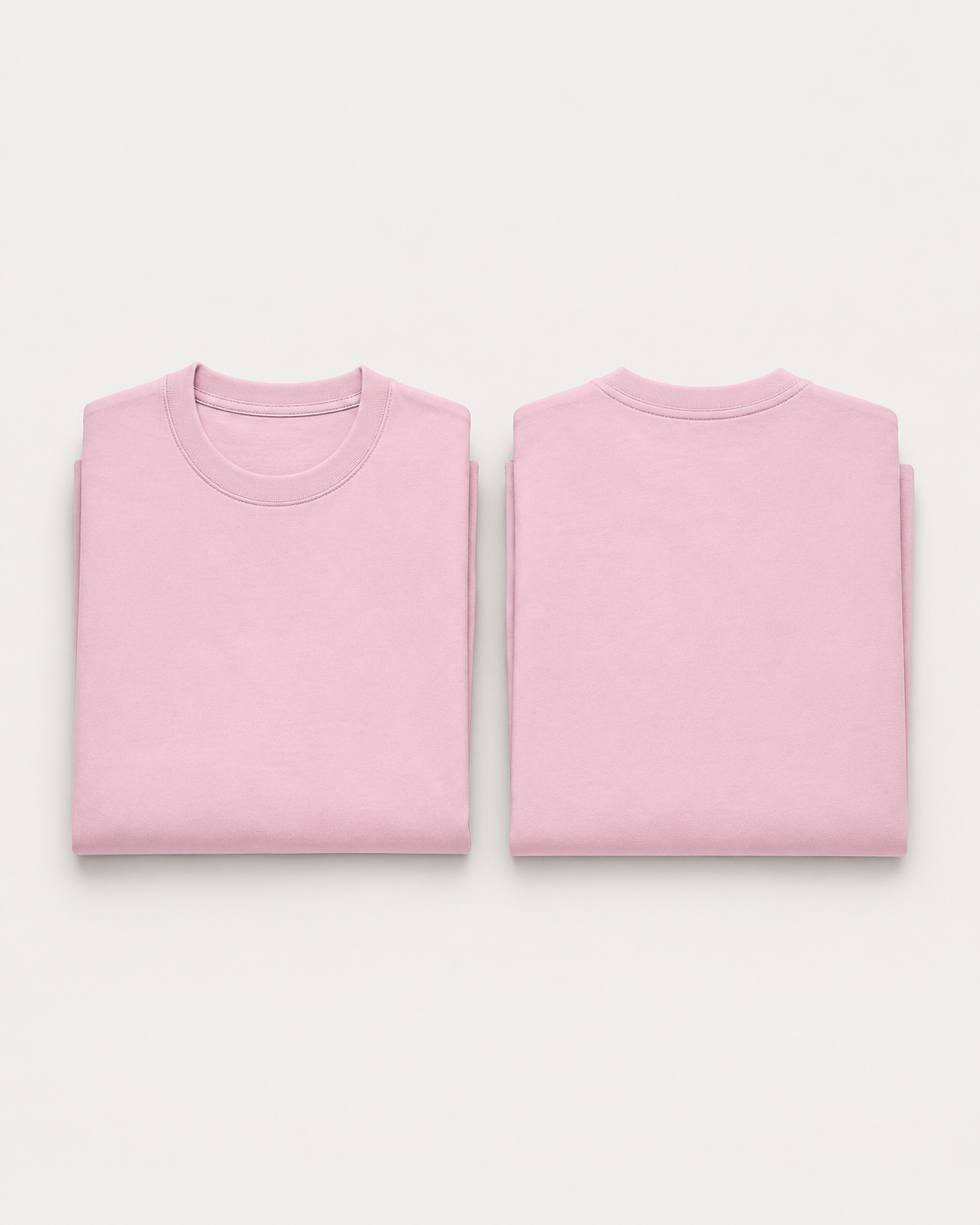 Light-Baby-Pink Drip Earth oversized terry t-shirt with EARTH silhouette - folded front and back view