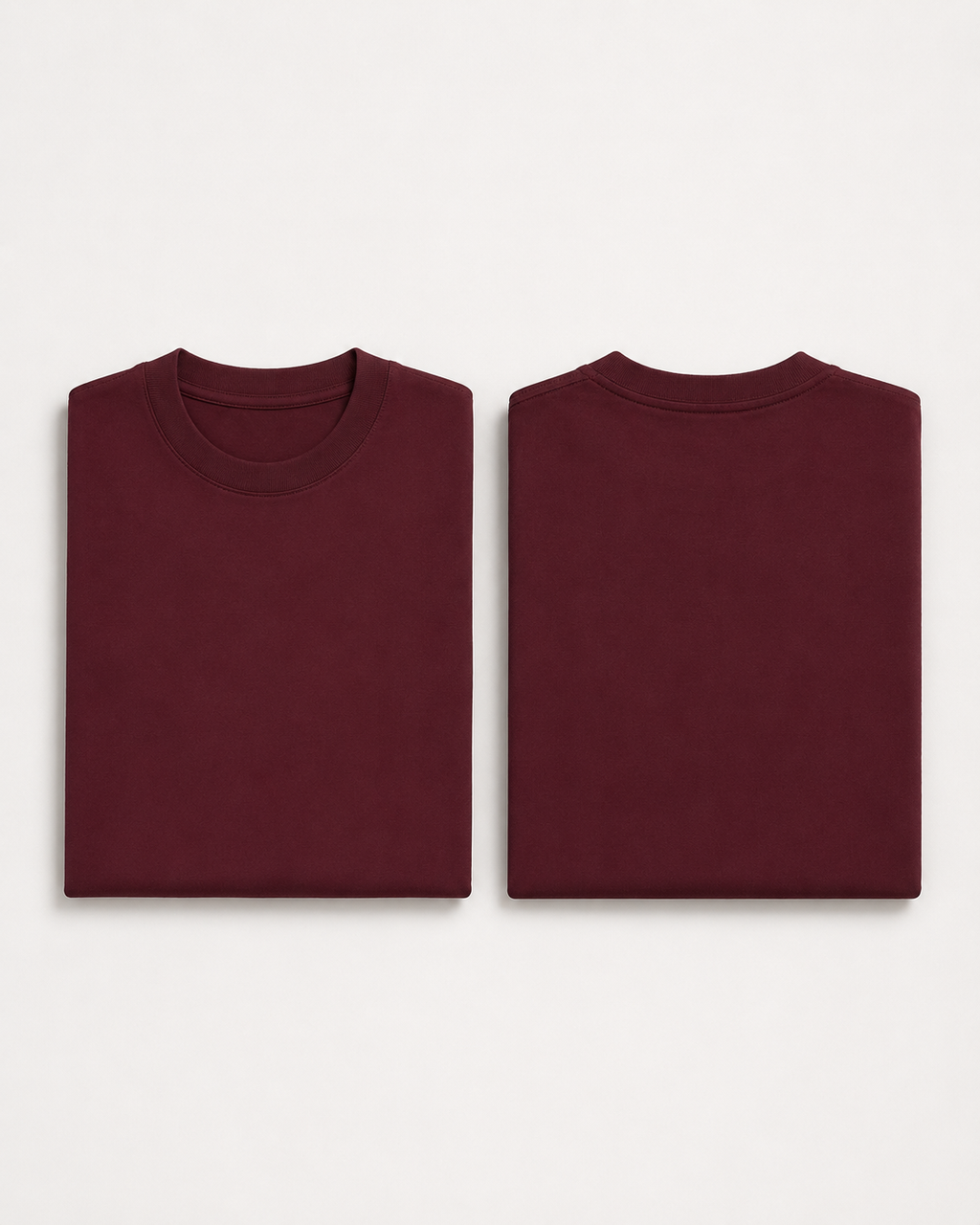 Maroon Drip Earth oversized terry t-shirt with EARTH silhouette - folded front and back view