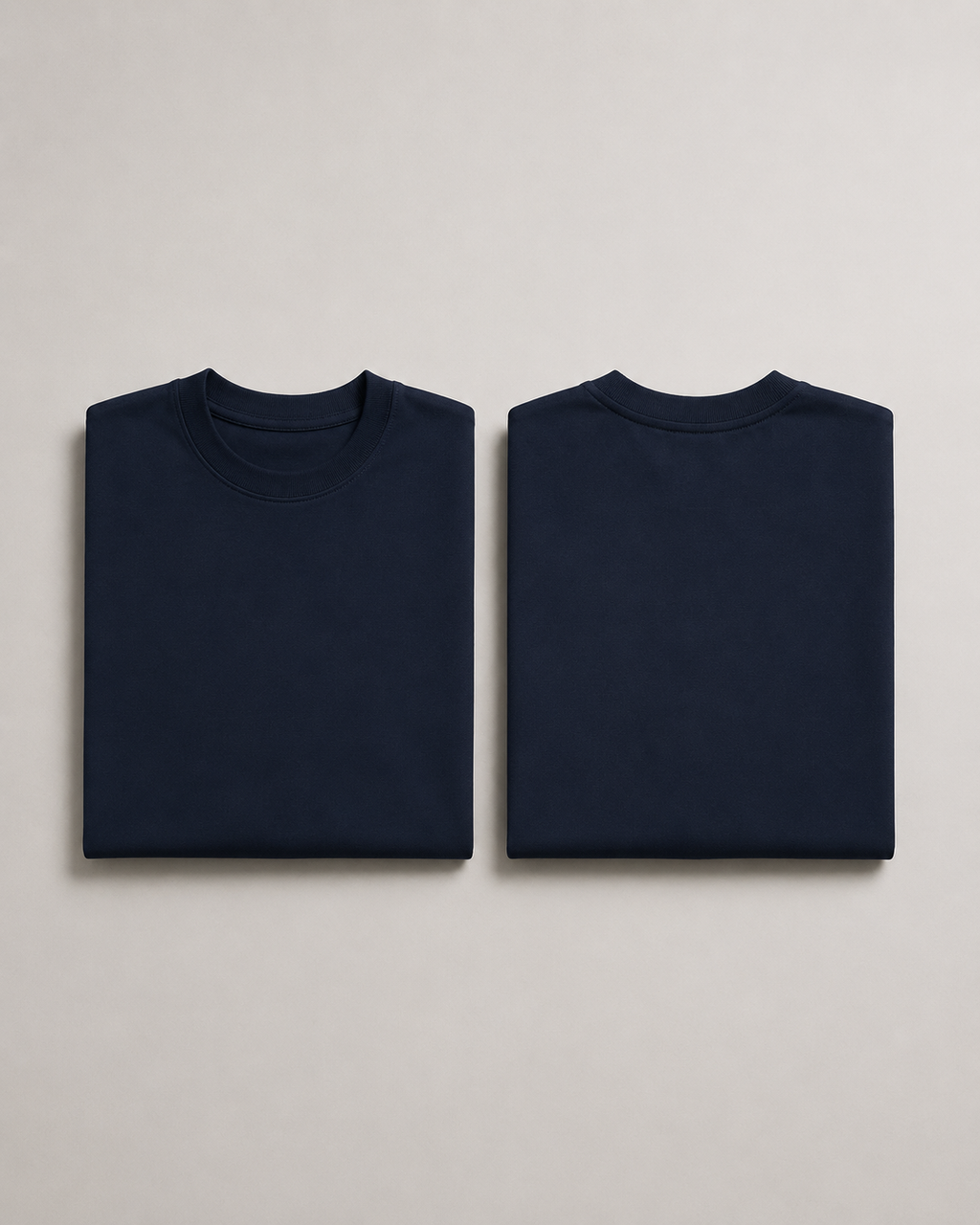 Navy-Blue Drip Earth oversized terry t-shirt with EARTH silhouette - folded front and back view