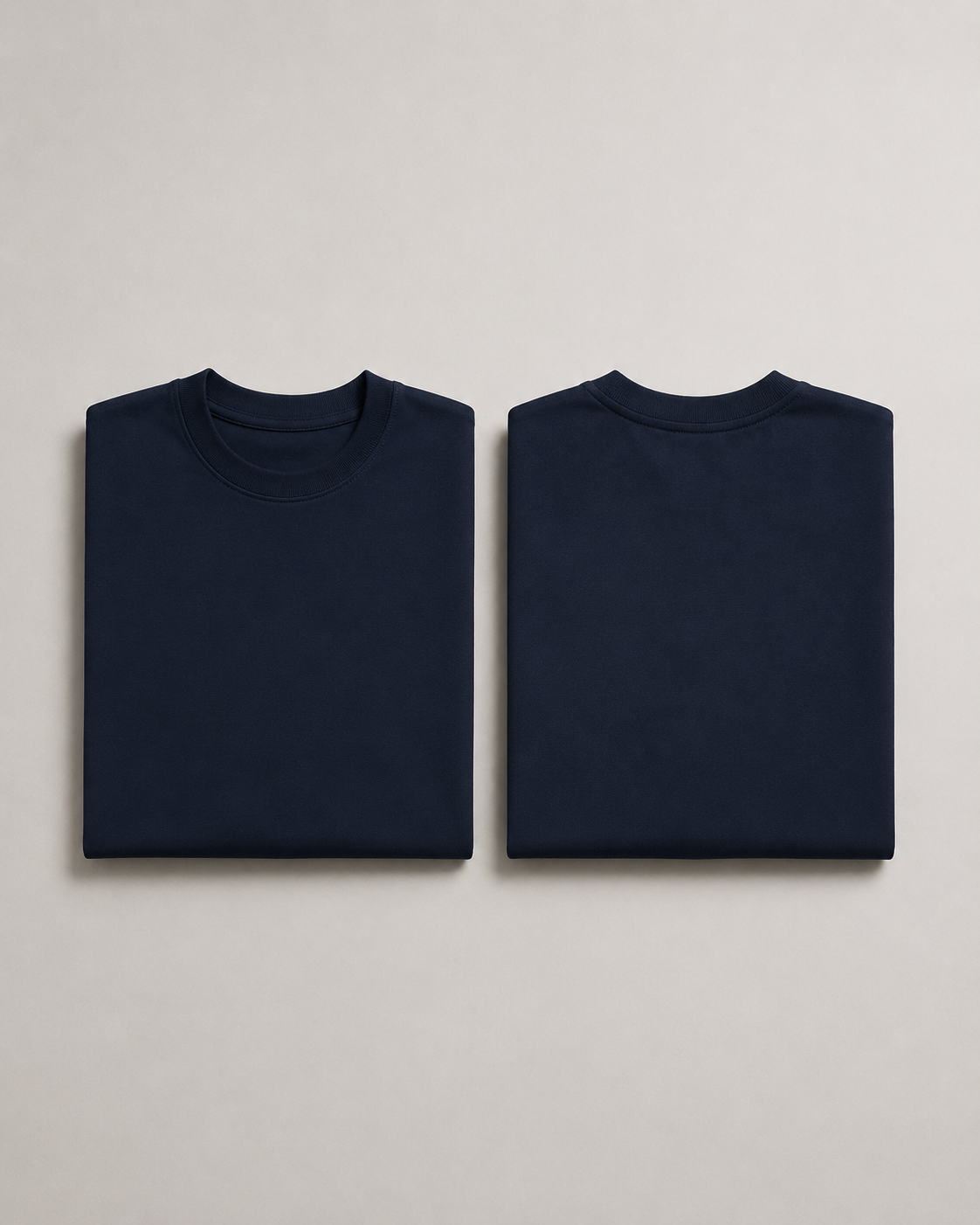 Navy-Blue Drip Earth oversized terry t-shirt with EARTH silhouette - folded front and back view