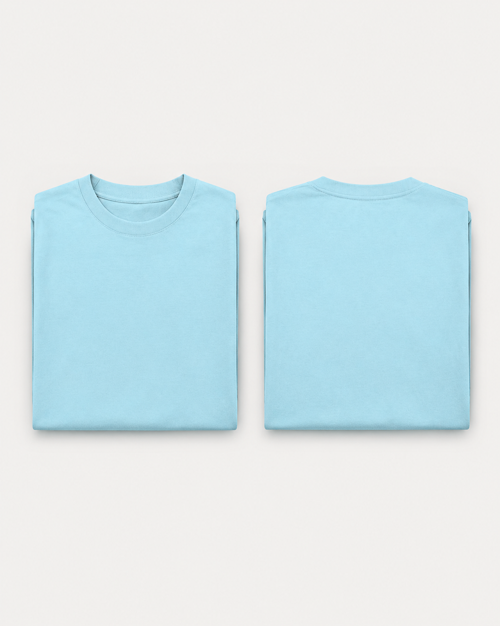 Baby-Blue Drip Earth oversized t-shirt with GROUNDSTATE silhouette - folded front and back view