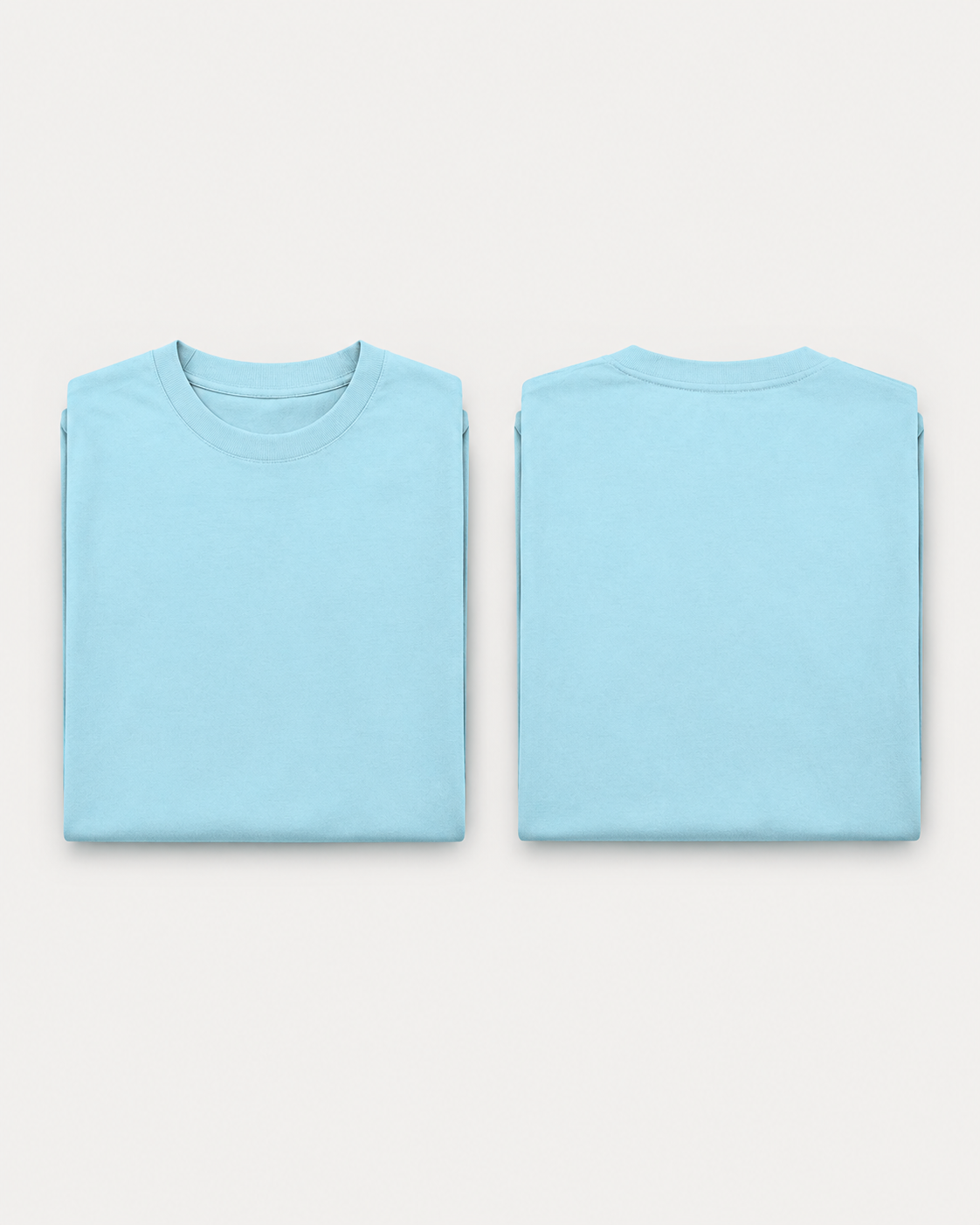 Baby-Blue Drip Earth oversized t-shirt with GROUNDSTATE silhouette - folded front and back view