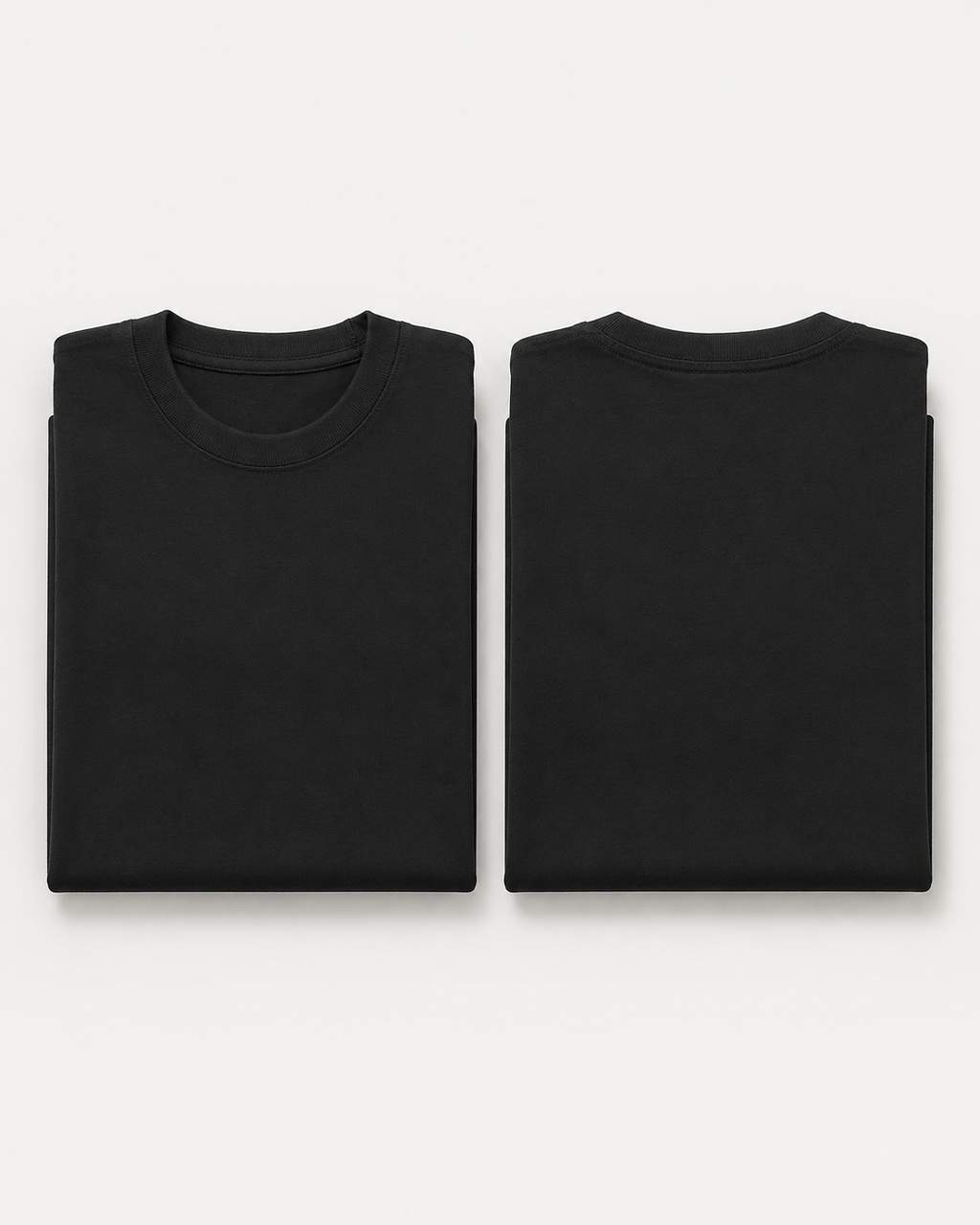 Black Drip Earth oversized t-shirt with GROUNDSTATE silhouette - folded front and back view