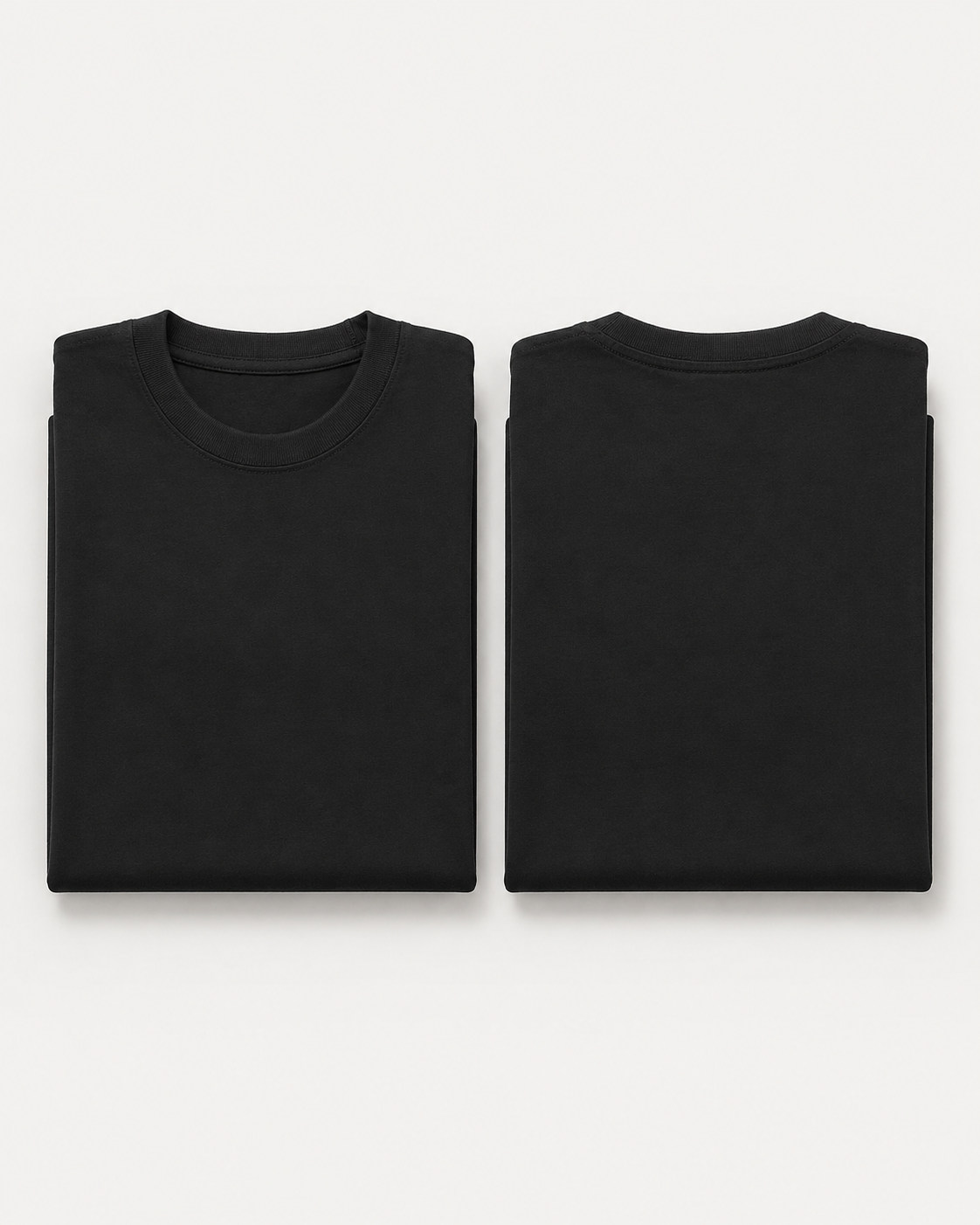 Black Drip Earth oversized t-shirt with GROUNDSTATE silhouette - folded front and back view