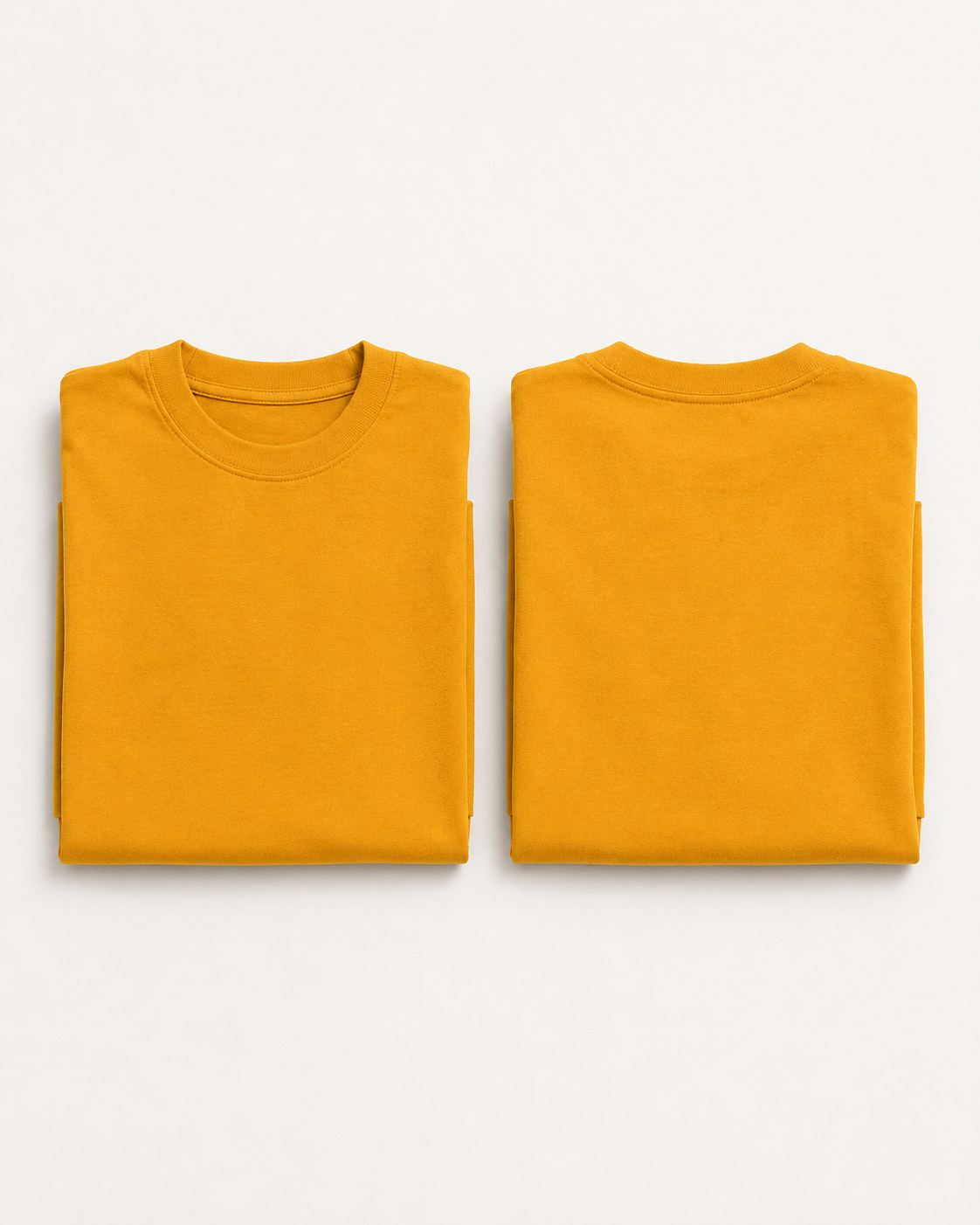 Golden-Yellow Drip Earth oversized t-shirt with GROUNDSTATE silhouette - folded front and back view