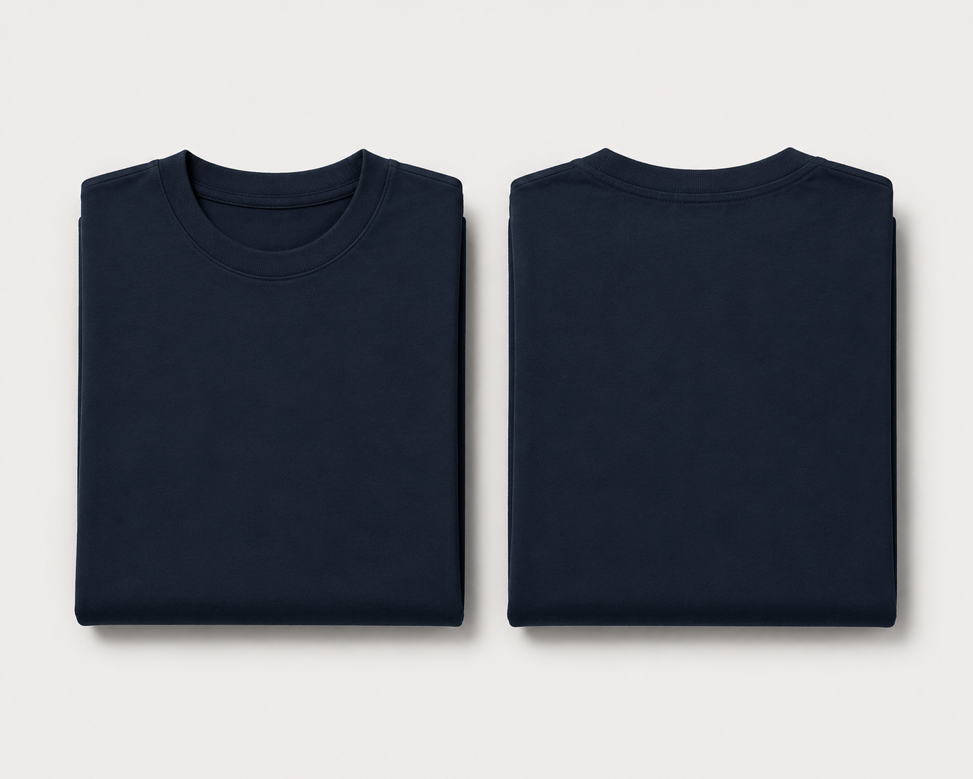 Navy-Blue Drip Earth oversized t-shirt with GROUNDSTATE silhouette - folded front and back view