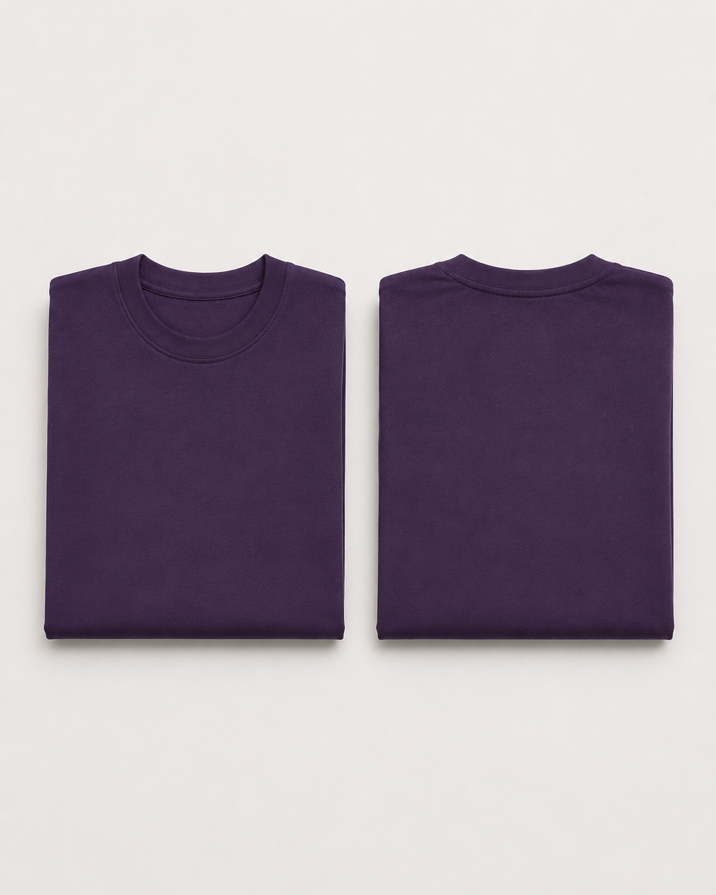 Purple Drip Earth oversized t-shirt with GROUNDSTATE silhouette - folded front and back view