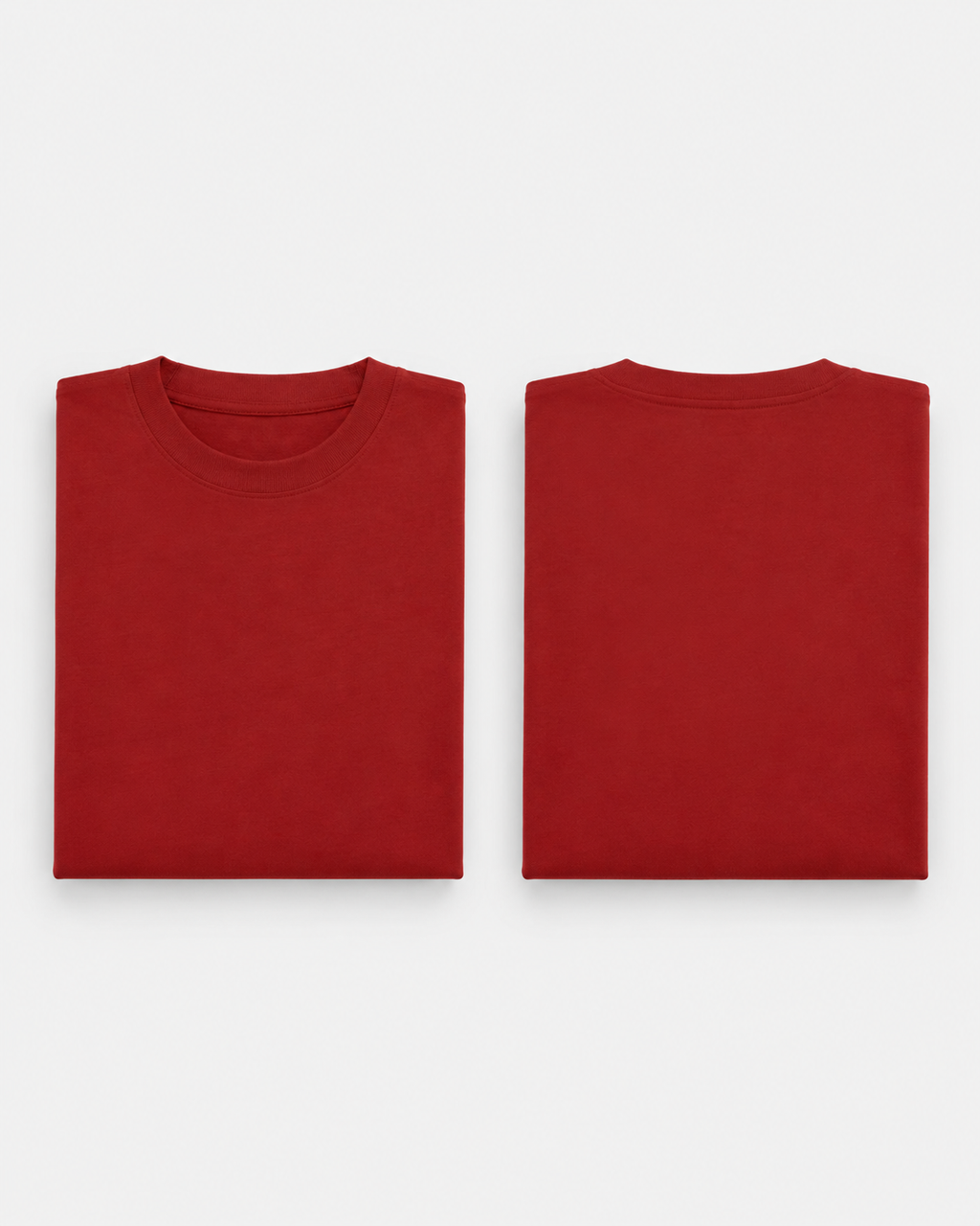 Red Drip Earth oversized t-shirt with GROUNDSTATE silhouette - folded front and back view