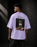 Lavender Drip Earth oversized heavyweight t-shirt with ICONIC Muhammad Ali back graphic - rear model view