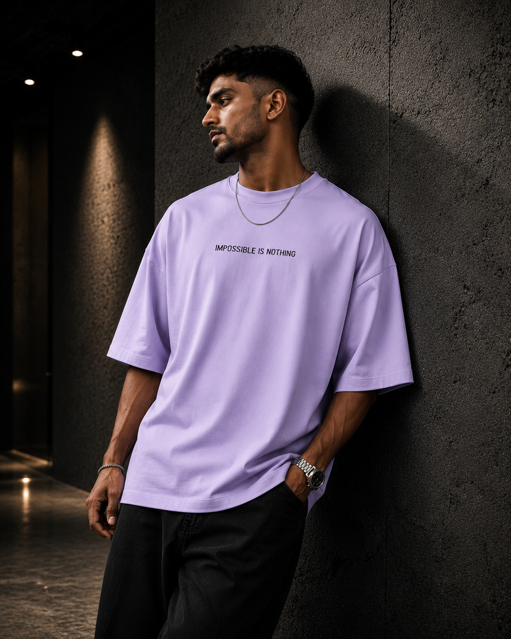 Lavender Drip Earth oversized heavyweight t-shirt with ICONIC Muhammad Ali graphic - lifestyle streetwear shot