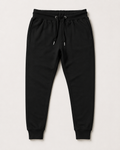 Black Drip Earth tapered joggers with LINE STATE silhouette - folded front and back view