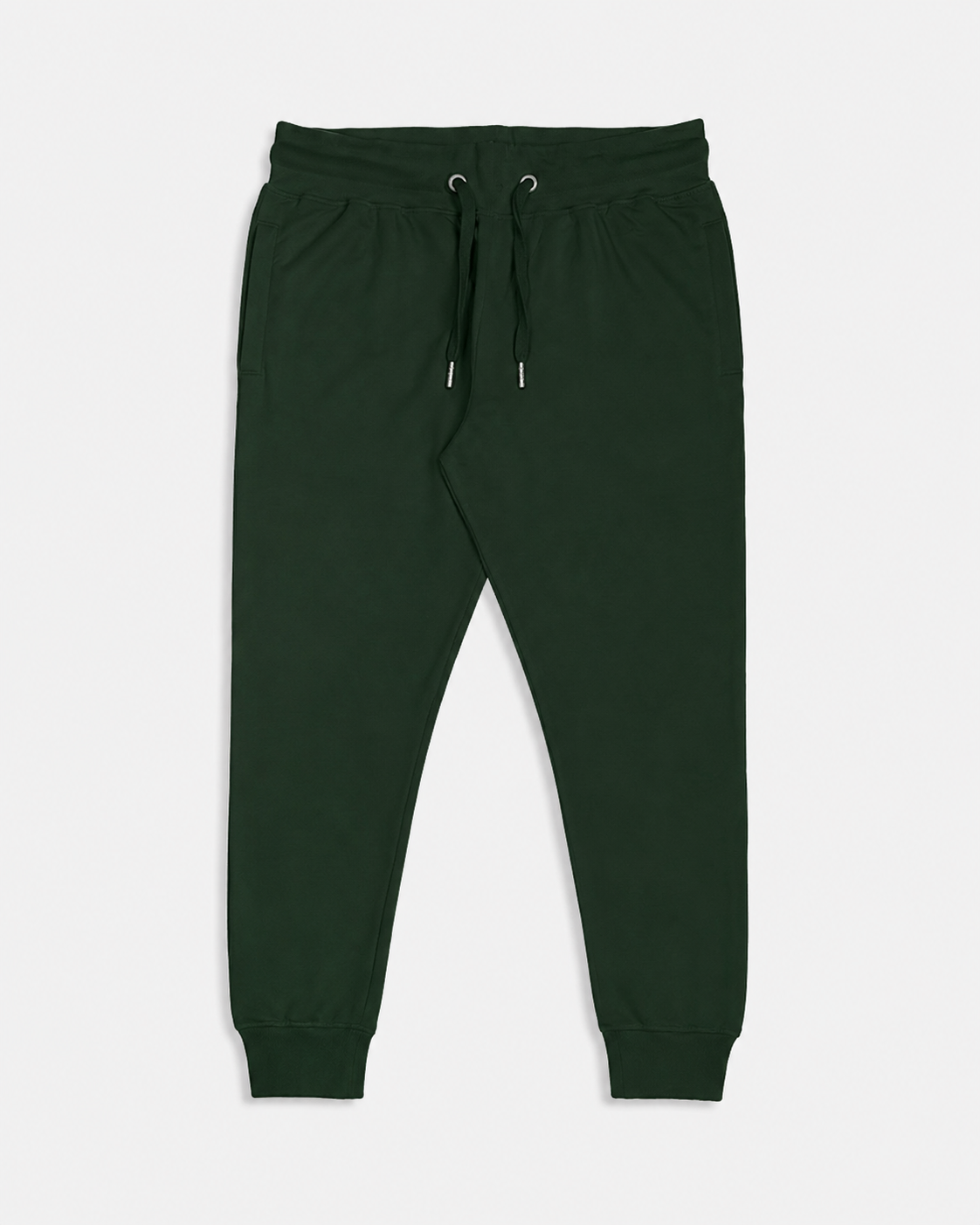Bottle-Green Drip Earth tapered joggers with LINE STATE silhouette - folded front and back view