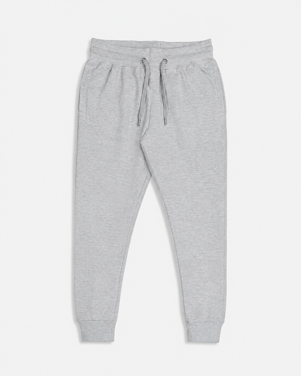 Grey-Melange Drip Earth tapered joggers with LINE STATE silhouette - folded front and back view