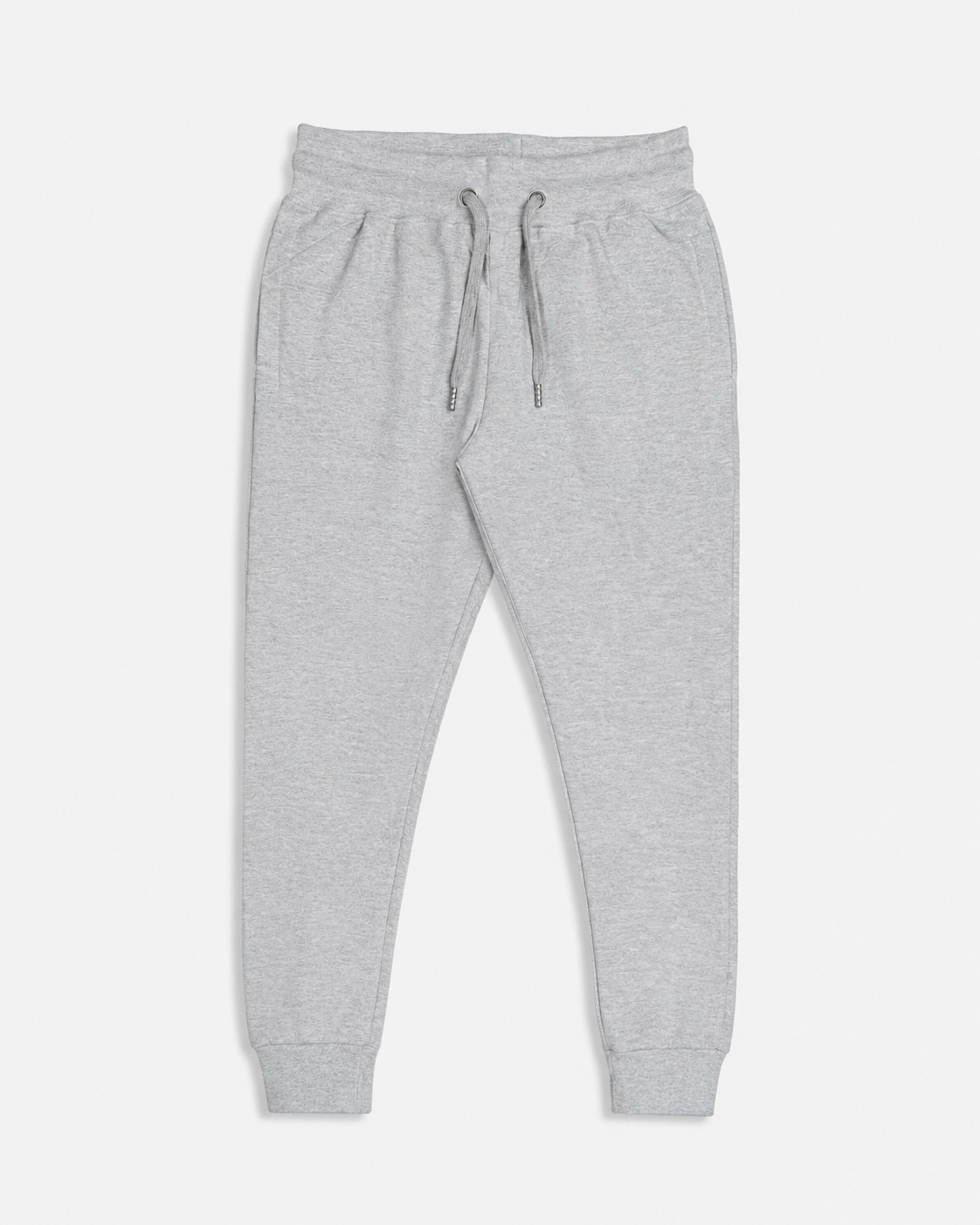 Grey-Melange Drip Earth tapered joggers with LINE STATE silhouette - folded front and back view