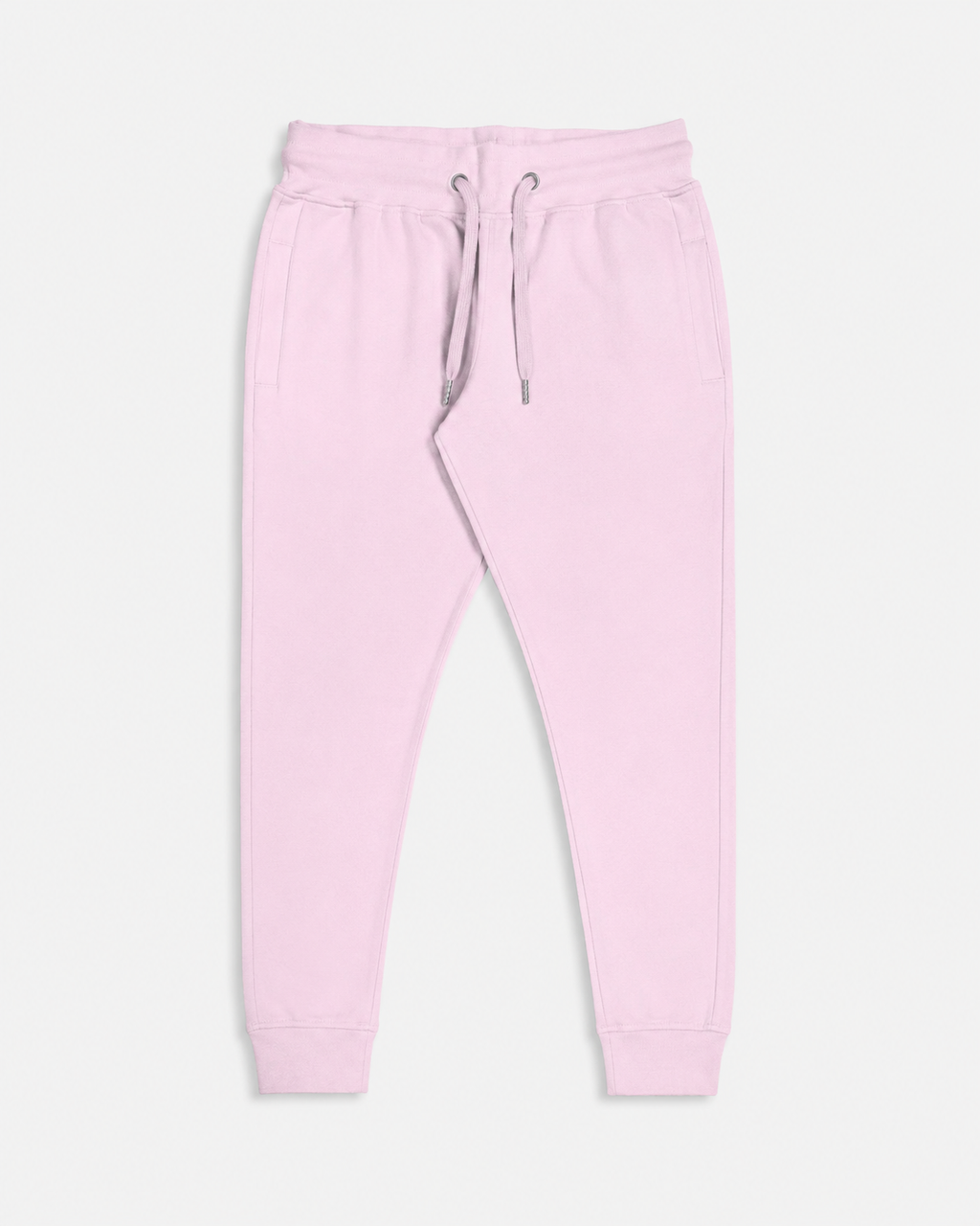 Light-Baby-Pink Drip Earth tapered joggers with LINE STATE silhouette - folded front and back view