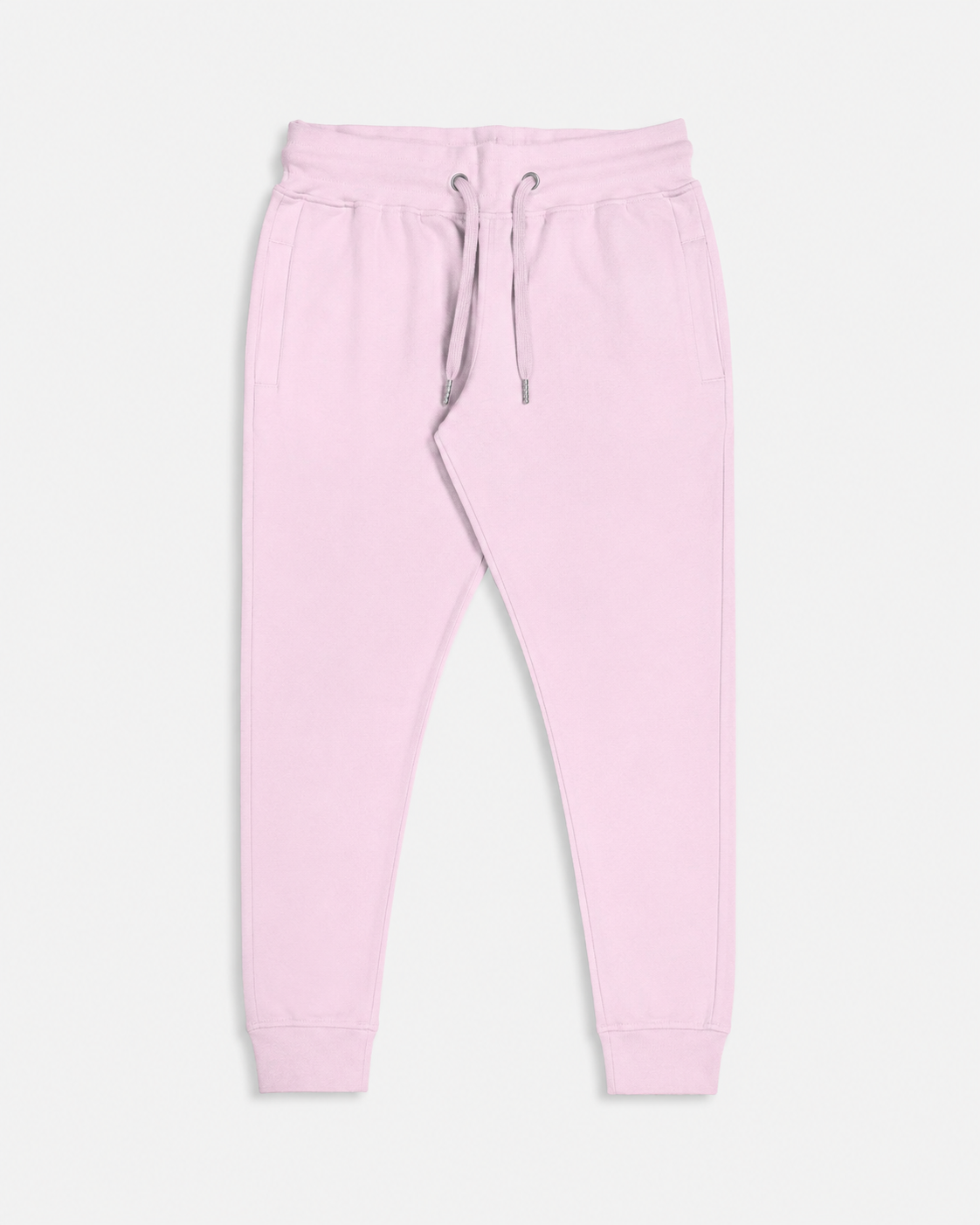 Light-Baby-Pink Drip Earth tapered joggers with LINE STATE silhouette - folded front and back view