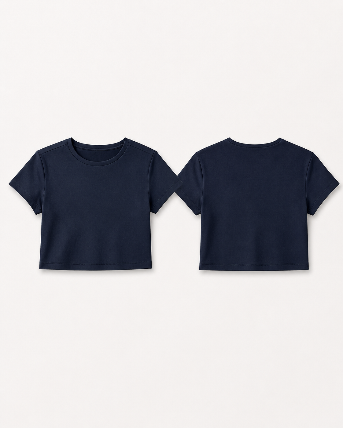 Navy-Blue Drip Earth baby tee with SOFT FORM silhouette - folded front and back view
