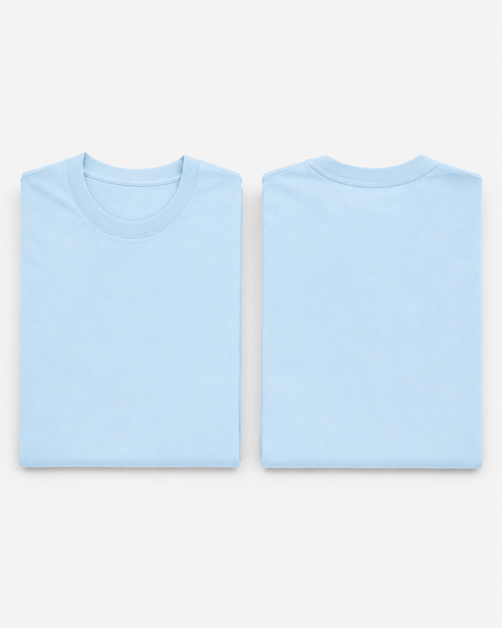 Baby-Blue Drip Earth stretch t-shirt with STILL FORM silhouette - folded front and back view