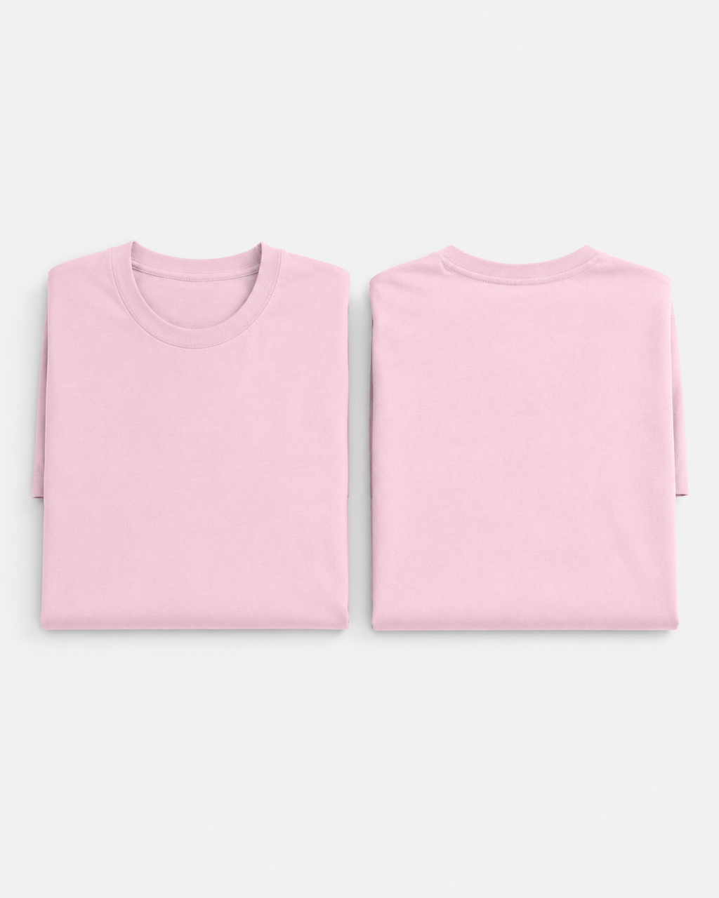 Light-Baby-Pink Drip Earth stretch t-shirt with STILL FORM silhouette - folded front and back view