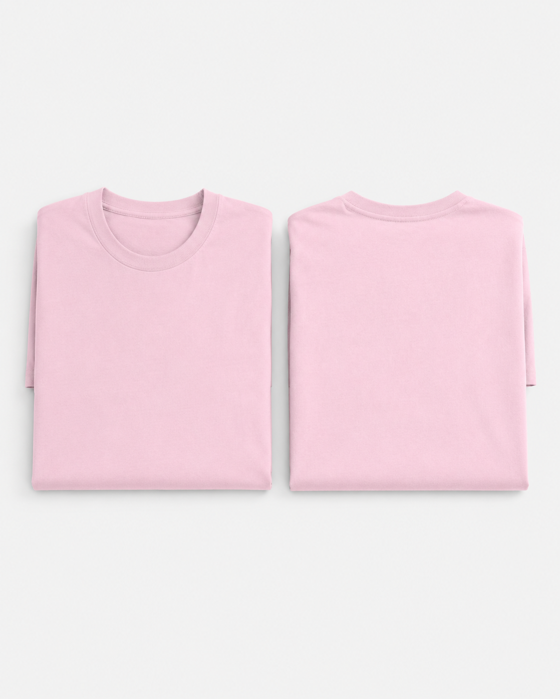 Light-Baby-Pink Drip Earth stretch t-shirt with STILL FORM silhouette - folded front and back view
