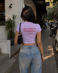 Lavender Drip Earth oversized heavyweight t-shirt with STOP DRINKING back graphic - rear model view