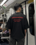 Black Drip Earth oversized heavyweight t-shirt with UNDIAGNOSED back graphic - rear model view